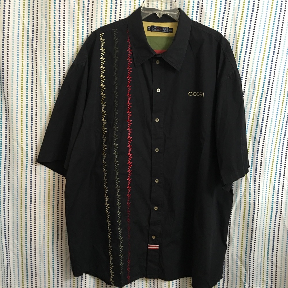 COOGI Men Short Sleeve Button Front Shirt XXXXL